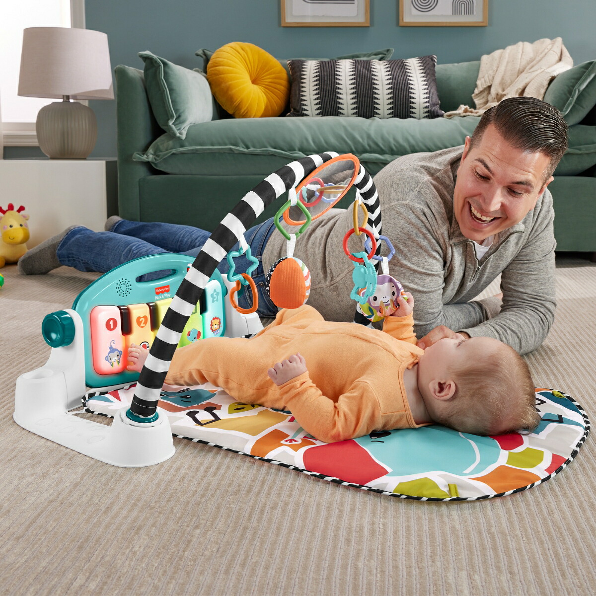 フィッシャープライス(fisherprice)あんよでキック！感覚が育つ4WAYバイリンガル・ピアノジム-2024年モデルー赤ちゃん・幼児おもちゃ室内遊具ベビージム・プレイマット・英語・外国語0ヵ月からマルチHYJ72