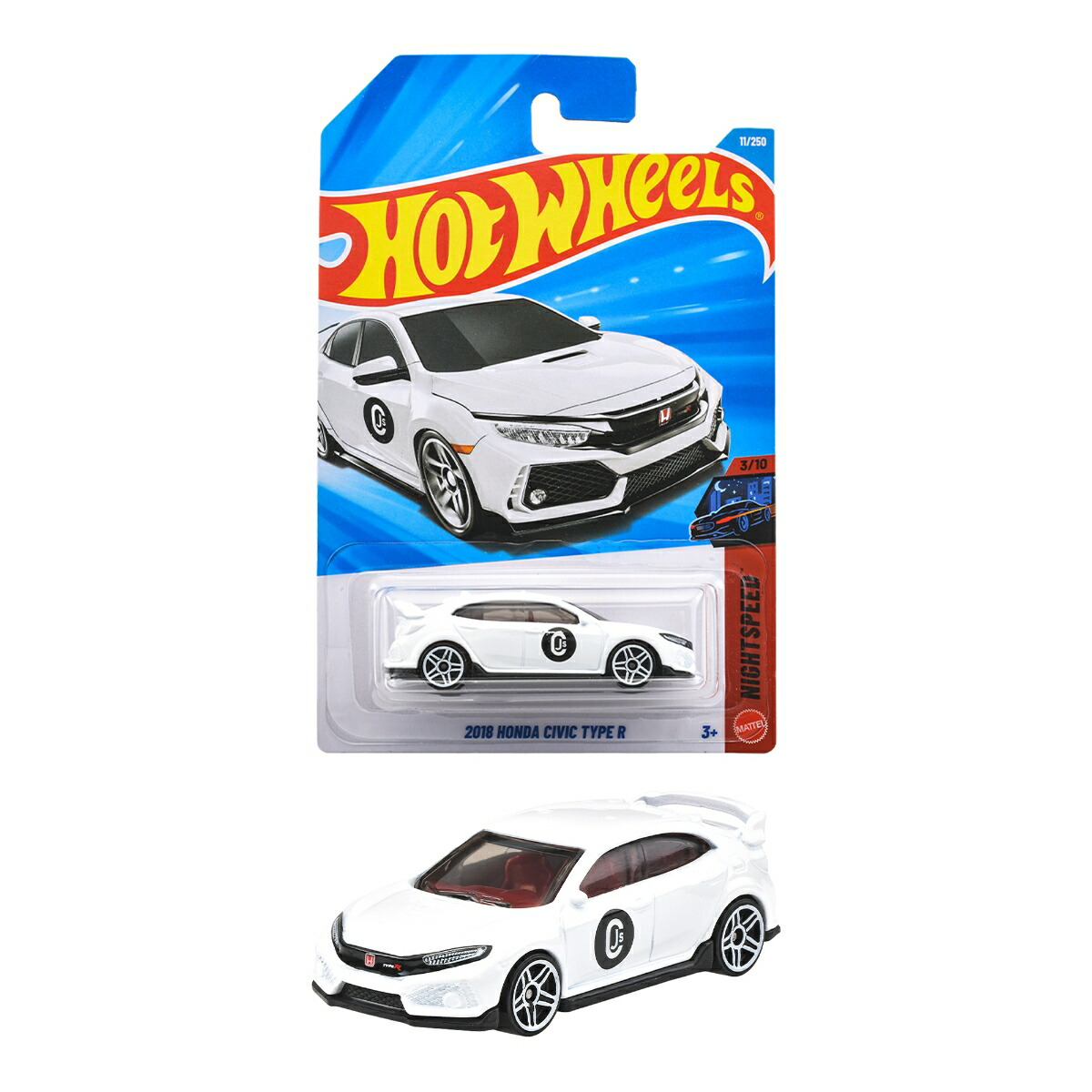 ホットウィール(HotWheels)ベーシックカー2018ホンダシビックタイプR乗り物おもちゃミニカー3歳からホワイトJMX20