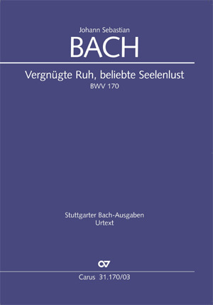 【輸入楽譜】バッハ, Johann Sebastian: カンタータ 第170番「喜ばしい安息、好ましい魂の歓喜」 BWV 170(アルトとピアノ)/Horn編曲/Wissemann-Garbe編: ヴォーカルスコア画像