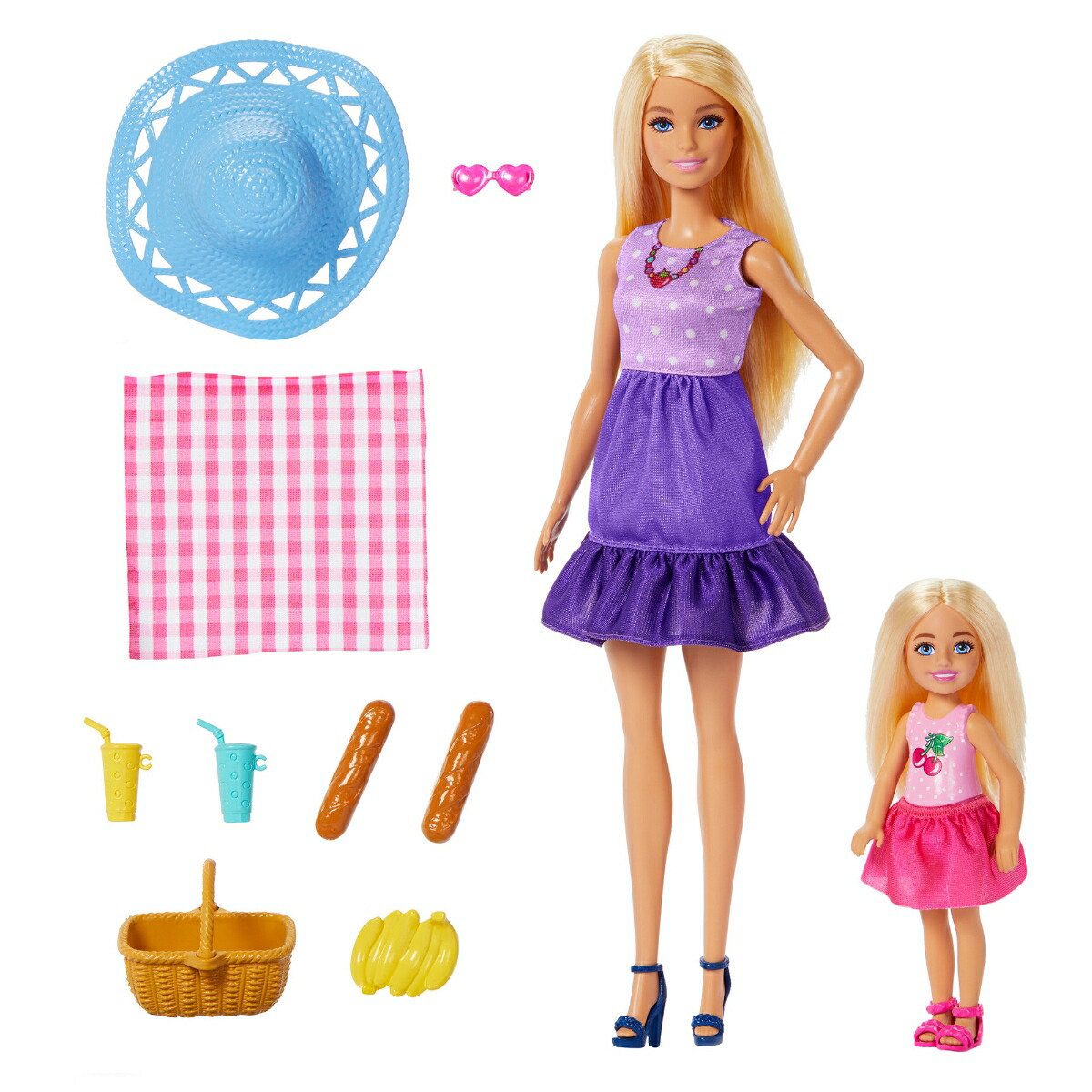 バービー(Barbie)マリブ＆チェルシーピクニックセットきせかえ人形・ハウスままごと・ごっこ遊びバービー人形3歳からパープルJBF43