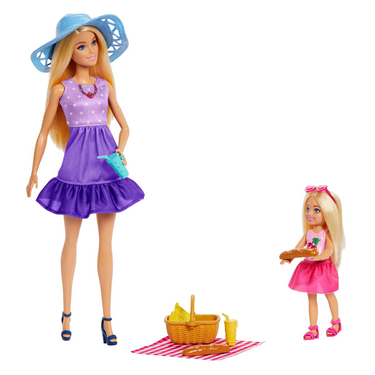 バービー(Barbie)マリブ＆チェルシーピクニックセットきせかえ人形・ハウスままごと・ごっこ遊びバービー人形3歳からパープルJBF43