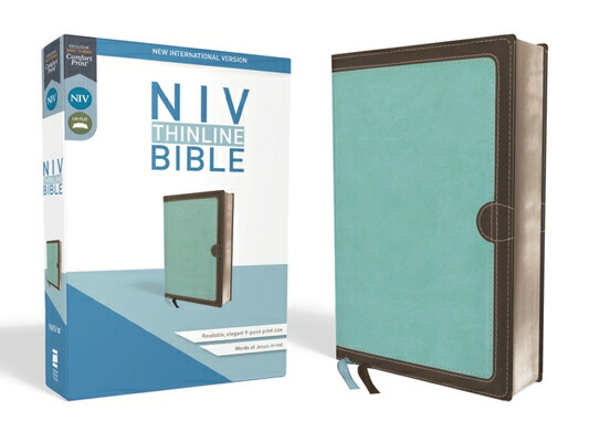 楽天ブックス: NIV, Thinline Bible, Imitation Leather, Blue/Brown, Red Letter ...