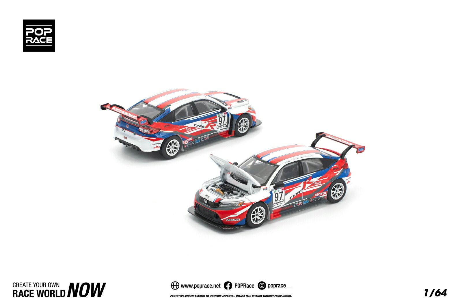 楽天市場】POP RACE 1/64 ホンダ シビック タイプ-R FL5 TCR HRC