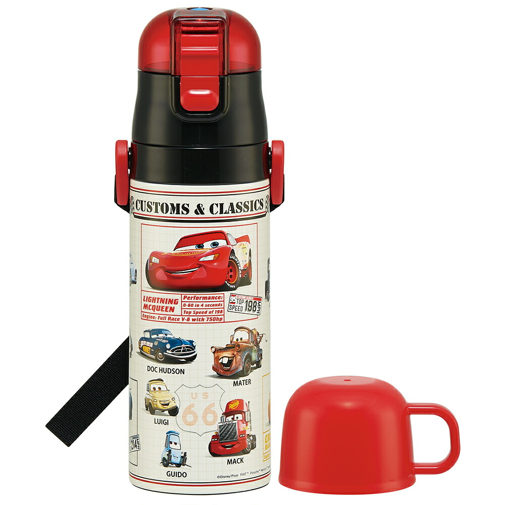 カーズ 25　水筒 子供 真空ステンレス 保冷 2WAY ボトル 直飲み470ml コップ 430ml画像