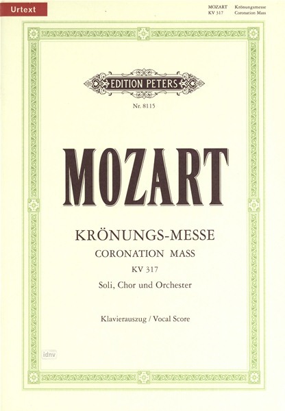 【輸入楽譜】モーツァルト, Wolfgang Amadeus: 戴冠ミサ ハ長調 KV 317(ラテン語)/原典版/Burmeister & Molich編画像
