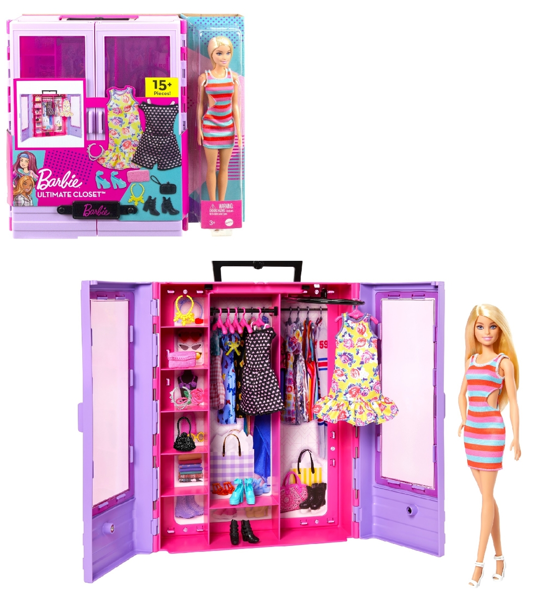 バービー(Barbie) バービーとパープルのクローゼット コーディネートいろいろ！ドール＆ファッションセット 【バービー人形】【着せ替え人形】　【ドール&アクセサリー】 【3才~】 HJL66画像