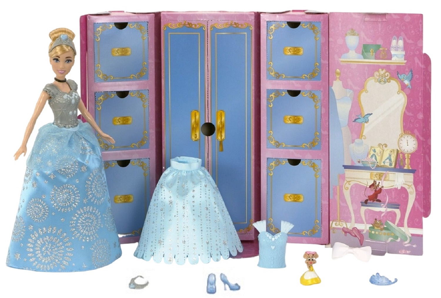 ディズニー（Disney）/ディズニープリンセス（DisneyPrincess）ひみつのドレスアップシンデレラきせかえ人形・ハウスアクセサリー付き3歳からブルーJCR96