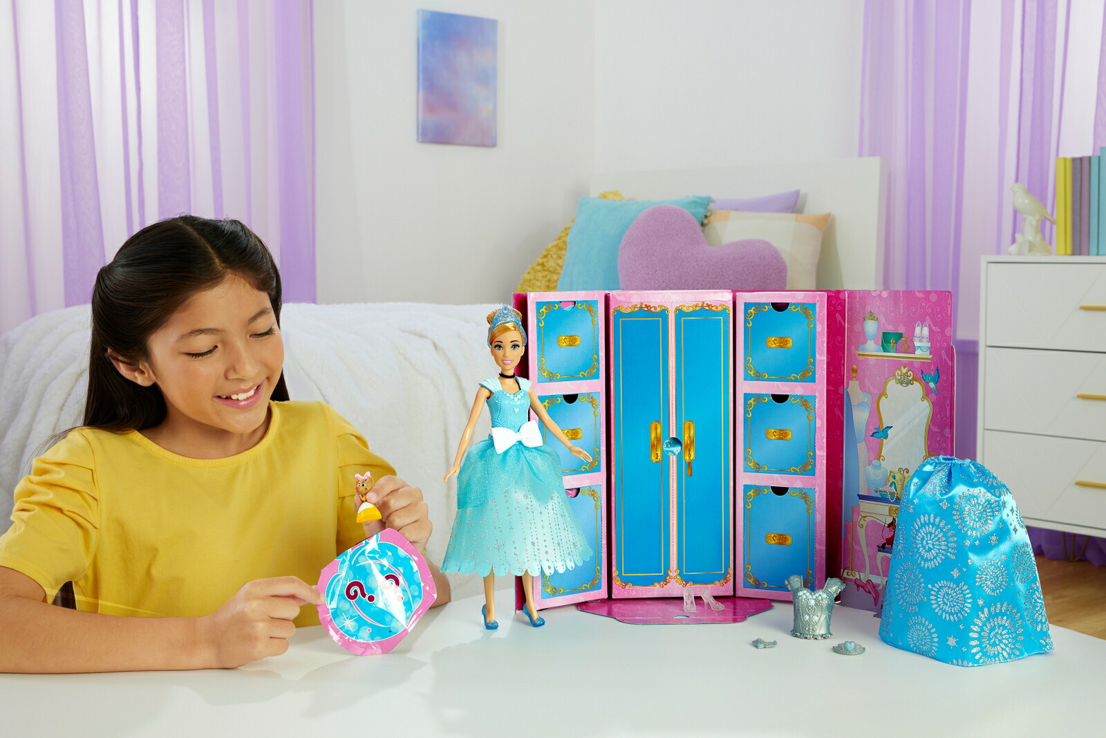 ディズニー（Disney）/ディズニープリンセス（DisneyPrincess）ひみつのドレスアップシンデレラきせかえ人形・ハウスアクセサリー付き3歳からブルーJCR96