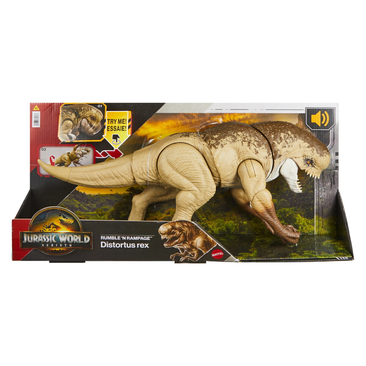マテルジュラシックワールド(JURASSICWORLD)バトルアクション！ほえるディストータス・レックス子供向けフィギュア恐竜おもちゃ全長:約50cm4歳からブラウンJGB58