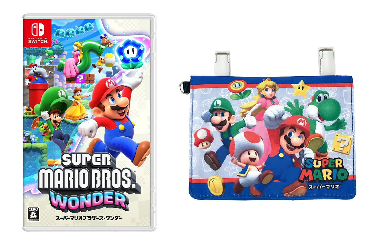 【セット商品】スーパーマリオブラザーズワンダー＋マリオ,ショルダー付きマルチポシェット