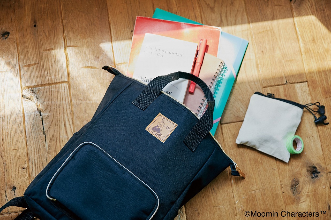 MOOMIN大きく開く多機能ポケット付き2WAYトートリュックBOOK