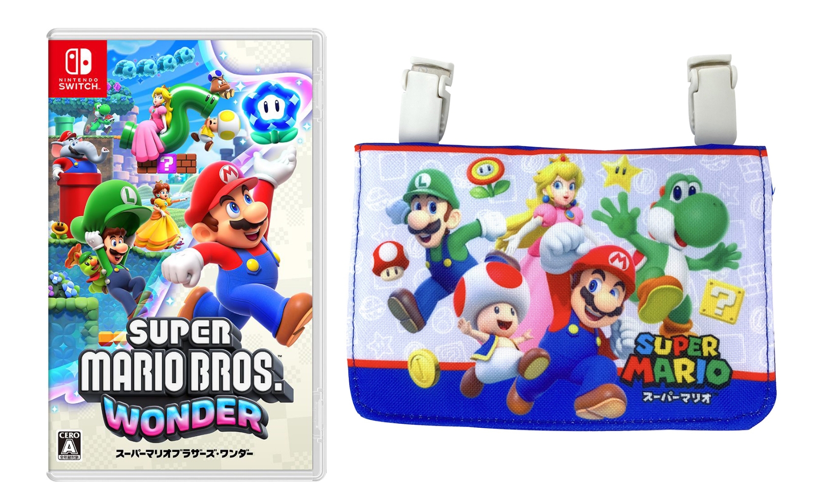 【セット商品】スーパーマリオブラザーズ ワンダー＋マリオ,ネックコード付ミニおでかけポケット