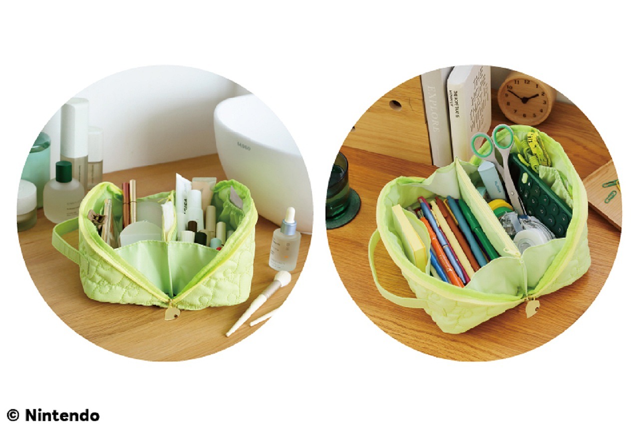 あつまれどうぶつの森180度ガバッと開く葉っぱ柄キルティング大容量ポーチSPECIALBOOK
