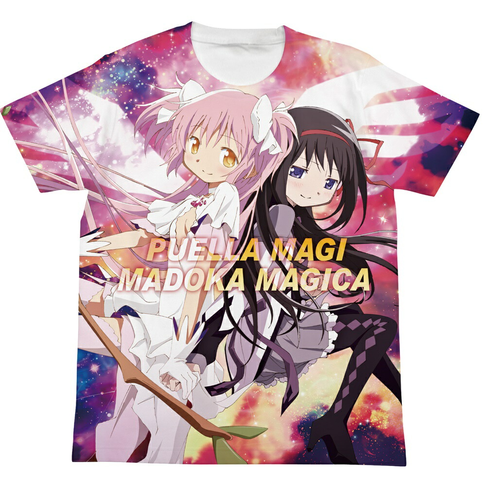 劇場版 魔法少女まどか☆マギカ [前編]/[後編]まどか&ほむら フルグラフィックTシャツ/WHITE-S画像