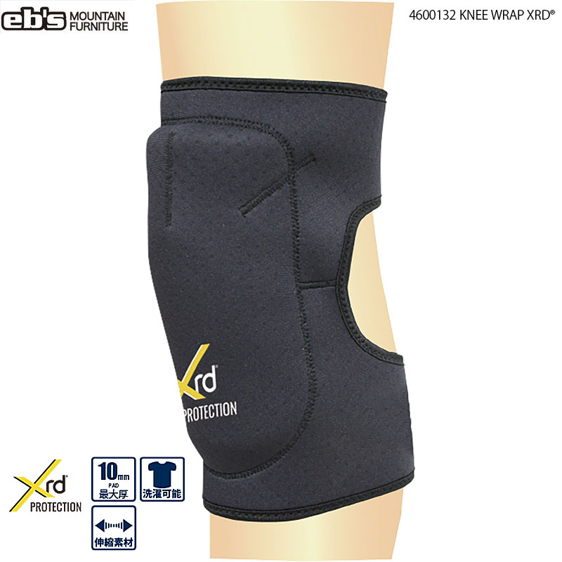 【マラソンP5倍＋最大1万円OFFクーポン】予約 26-27 eb's エビス KNEE WRAP XRD ニーラップXRD ニーパッド 膝プロテクター XRD 衝撃吸収 ベルクロタイプ スノーボード スキー BLACK｜Boom Sports EC店
