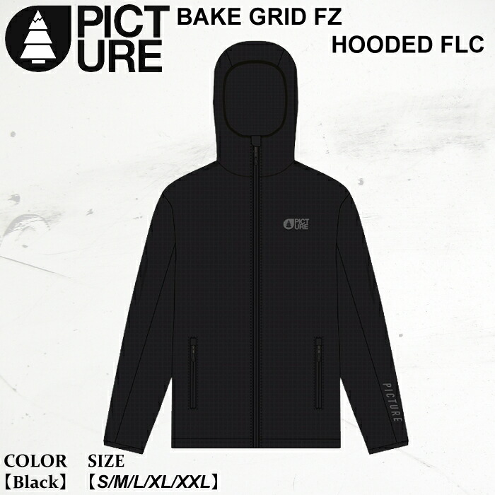 【マラソンP5倍＋最大1万円OFFクーポン】パーカー ピクチャー ベイク グリッド フリース 25-26 PICTURE BAKE GRID FZ HOODED FLC SMT0157 Black メンズ 日本正規品｜Boom Sports EC店