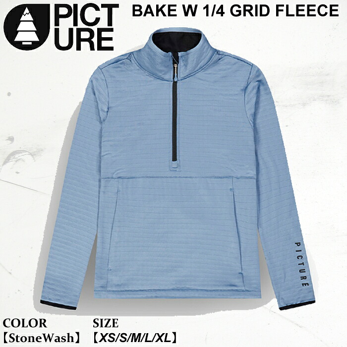 【4月はポイント10倍※要エントリー】ウェア ピクチャー ベイク グリッド フリース 25-26 PICTURE BAKE W 1/4 GRID FLEECE SWT0179 StoneWash スノーボード スキー レディース 日本正規品