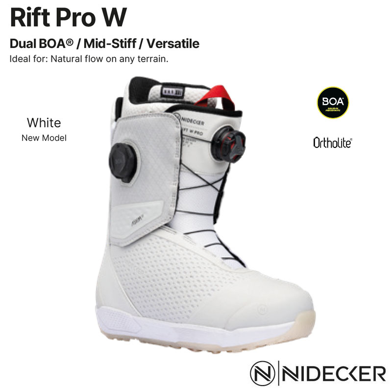 【4月はポイント10倍※要エントリー】25-26 ナイデッカー リフトプロ W ホワイト スノーボード ブーツ NIDECKER Rift Pro W WHITE レディース スノボ フリースタイル 2026 日本正規品
