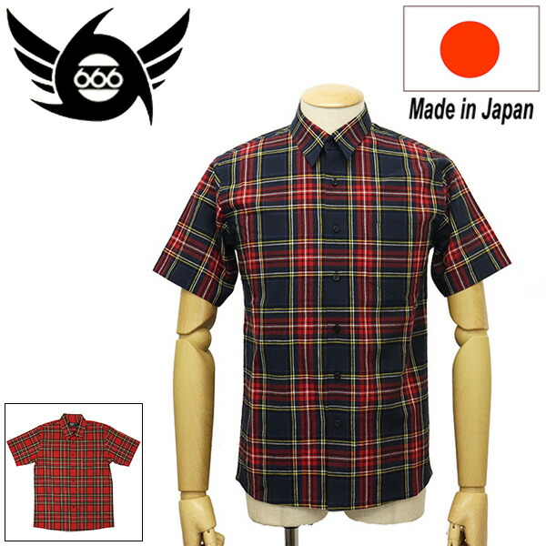 正規取扱店 666 ORIGINAL SOS0067 タータンチェックシャツ S/S 半袖 全2色