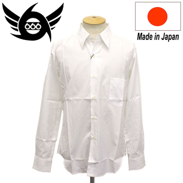 置き目取りまわし店 666 ORIGINAL Regularcollar Shirts  L/S (レギュラーカラーシャツ) 長袖 白いこと まさかの時0001