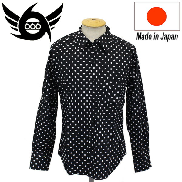 楽天市場】666 S/S ドットシャツ ブラック/ホワイトドット （ 6mm