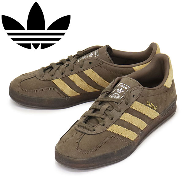 正規取扱店 adidas (アディダス) JQ8386 GAZELLE INDOOR スニーカー カーゴブラウン/ゴールデンベージュ/フットウェアホワイト AD339