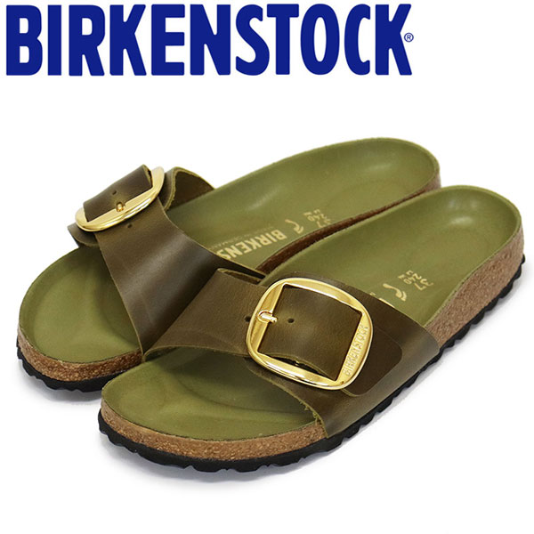 正規取扱店 BIRKENSTOCK (ビルケンシュトック) 1024114 Madrid Big Buckle マドリッド ビッグバックル オイルドレザーサンダル GREEN OLIVE ナロー幅 BI248