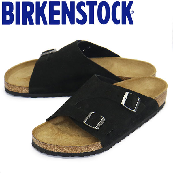 正規取扱店 BIRKENSTOCK (ビルケンシュトック) 1025045 Zurich BS チューリッヒ スエードレザーサンダル BLACK レギュラー幅 BI252