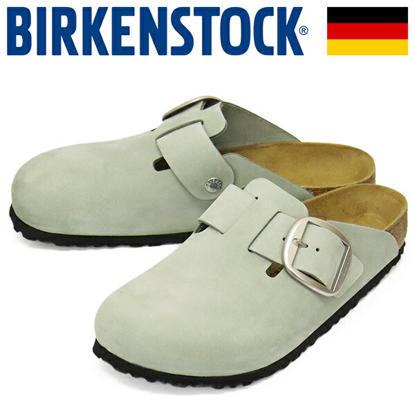 正規取扱店 BIRKENSTOCK (ビルケンシュトック) 1029279 BOSTON BIG BUCKLE ボストン ビッグバックル ヌバックレザーサンダル PURE SAGE レギュラー幅 BI406｜BOOTSMAN 店