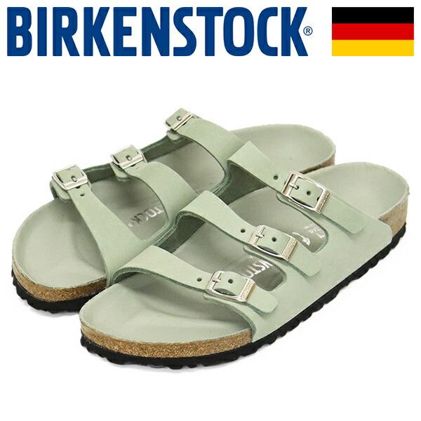 正規取扱店 BIRKENSTOCK (ビルケンシュトック) 1029450 FLORIDA フロリダ ヌバックレザーサンダル PURE SAGE ナロー幅 BI400