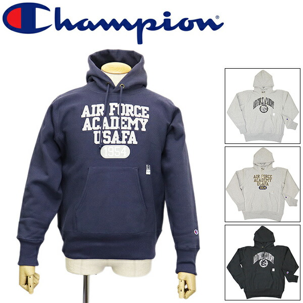 正規取扱店 Champion (チャンピオン) C3-C116  リバースウィーブ(R) AIR FORCE ACADEMYフーデッドウェットシャツ パーカー 全4色 CN064