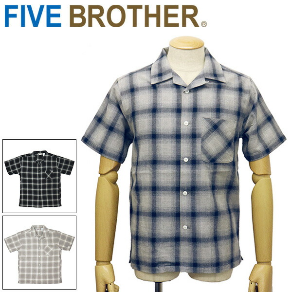 FIVE BROTHER チェックシャツ　半袖 ファイブブラザー 半袖シャツ チェックシャツ - メルカリ