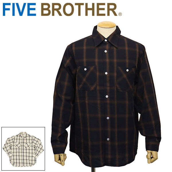 正規取扱店 FIVE BROTHER (ファイブブラザー) 152600 LIGHT CHECK WORK SHIRTS ライトチェックワークシャツ 長袖|BOOTSMAN 店