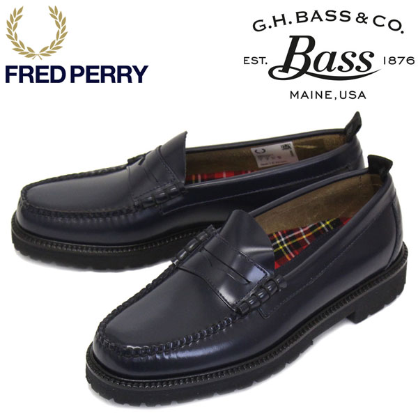 注目ブランド 正規取扱店 Fred Perry フレッドペリー X G H Bass ジーエイチバス Sb8070 Penny Loafer ペニーローファー レザーシューズ 608 Navy Fp401 無料長期保証 Www Proverkatruda Ru