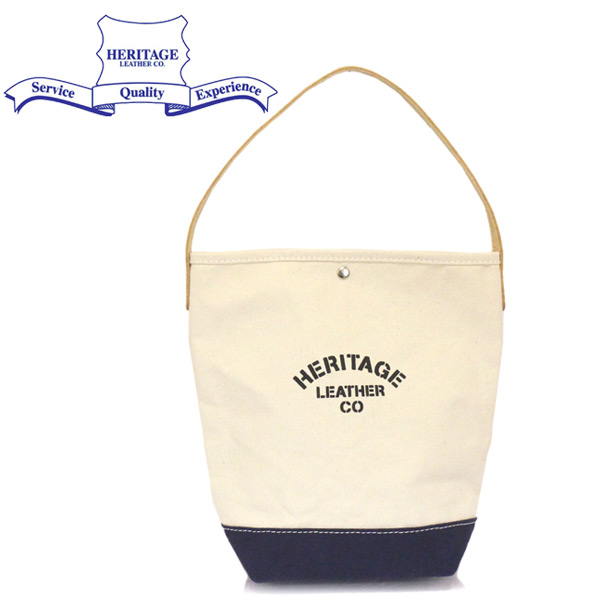 正規取扱店 HERITAGE LEATHER CO.(ヘリテージレザー) NO.7935 Bucket Tote バケットトートバッグ Natural/Navy HL226｜BOOTSMAN 店 10,560円