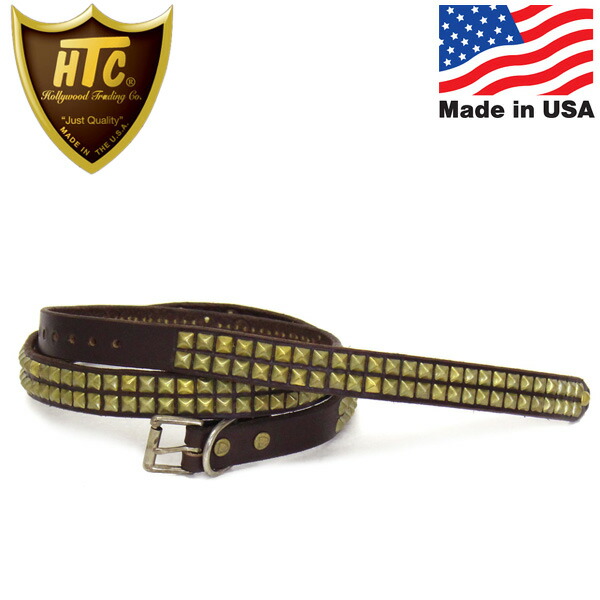 正規取扱店 HTC(Hollywood Trading Company) #14 2Line 0.75インチ ベルト ダークブラウンレザーxブラススタッズ｜BOOTSMAN 店