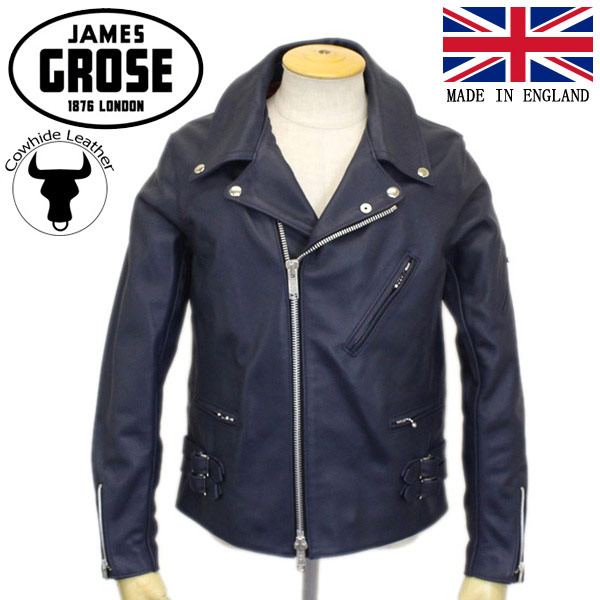 正規取扱店 JAMES GROSE (ジェームスグロース) G36-56 MEN'S GEORGIAN COW JKT (メンズ ジョージアン カウハイド レザージャケット) NAVY JG021｜BOOTSMAN 店