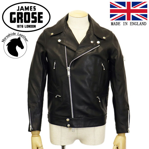 正規取扱店 JAMES GROSE (ジェームスグロース) MEN'S NEW MANILA JACKET HORSE メンズ ニューマニラジャケット ホースハイド BLACK JG028