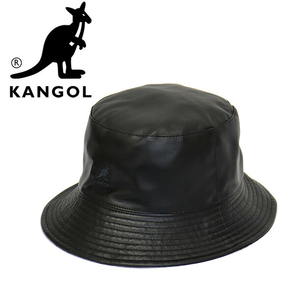 正規取扱店 KANGOL (カンゴール) 233069630 SMU FAUX RV SHORT BUCKET フェイクレザー バケットハット 01BLACK KGL041