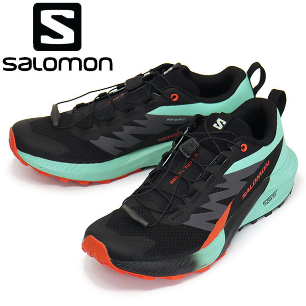 正規取扱店 Salomon (サロモン) L47698200 SENSE RIDE 5 男性用トレイルランニングシューズ BLACK/BAY/CHERRY TOMATO SL049｜BOOTSMAN 店