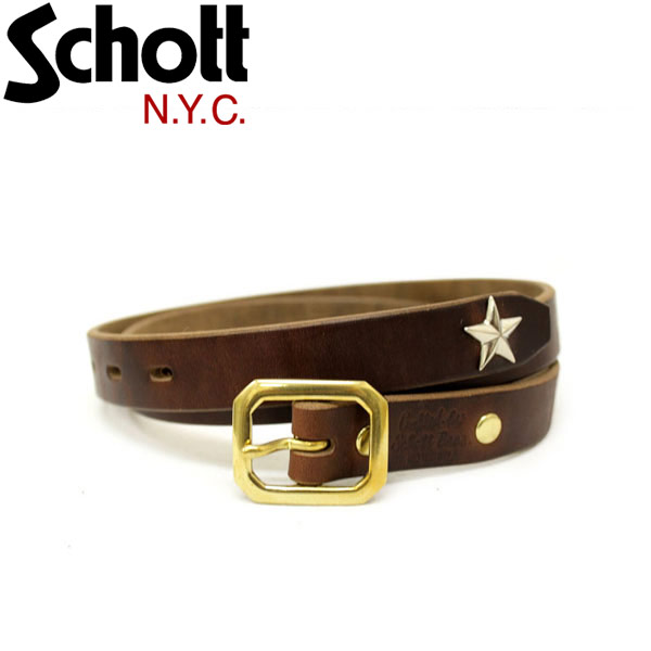 正規取扱店 SCHOTT(ショット) PERFECTO BELT NARROW(パーフェクトベルトナロー) 3129046-55 BROWN ブラウン