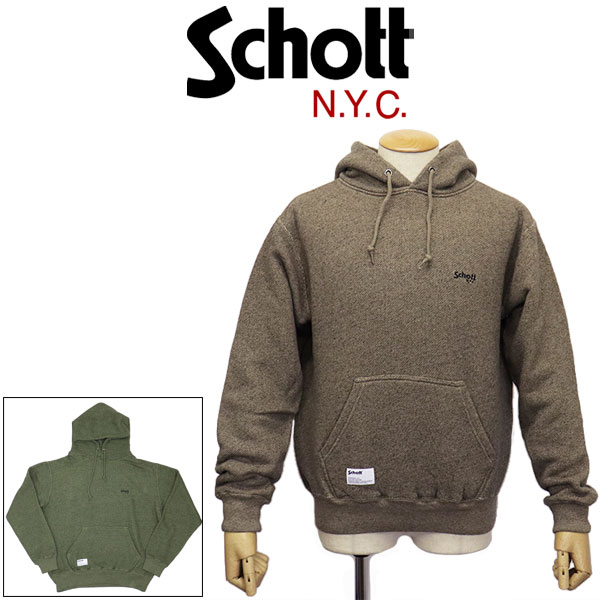 正規取扱店 Schott (ショット) 5231005 SALT AND PEPPER HOODED SWEAT ソルト アンド ペッパー パーカー フーディー 全2色