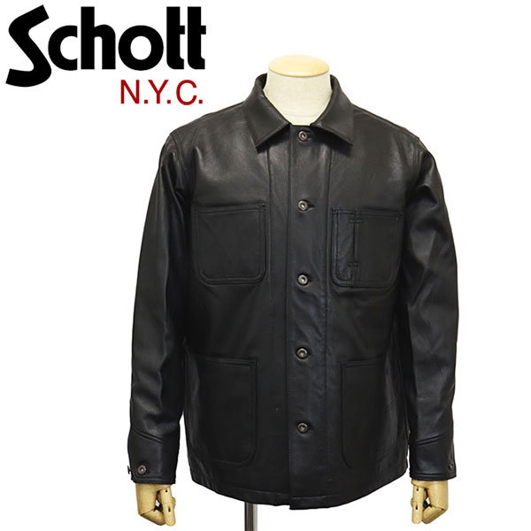 正規取扱店 Schott (ショット) 3111050 LAMB LEATHER COVERALL JKT カバーオール レザージャケット 09BLACK｜BOOTSMAN 店