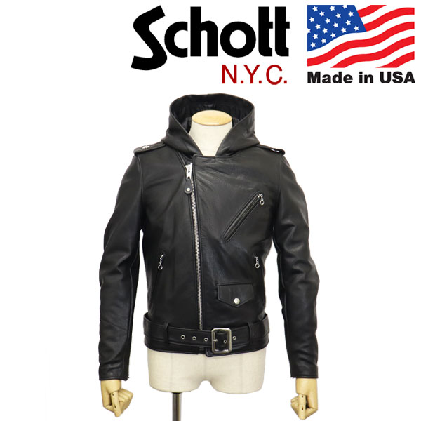 Schott ブルゾン　コットン+鹿革(襟) L ブラック Schott ブルゾン コットン+鹿革(襟) L ブラック