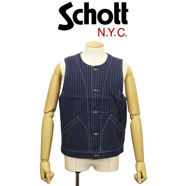 正規取扱店 Schott (ショット) 3957001 OLD HICKORY DENIM VEST オールドヒッコリー デニムベスト 367INDIGO|BOOTSMAN 店