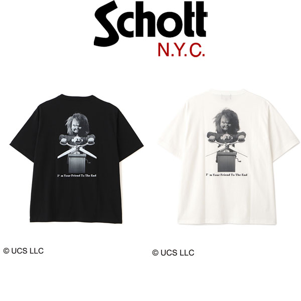 正規取扱店 Schott (ショット) 6134030 CHUCKY MONOCHROME チャッキー モノクローム Tシャツ 全2色｜BOOTSMAN 店
