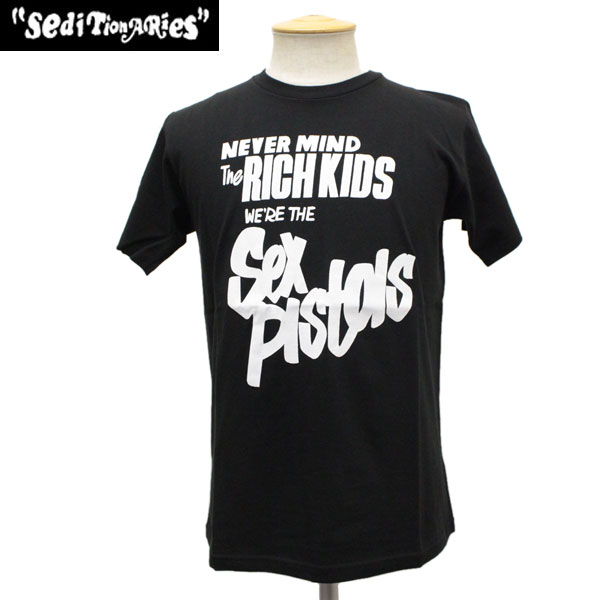 正規取扱店 SEDITIONARIES by 666 (セディショナリーズ) NEVER MIND THE RICH KIDS Tシャツ ブラック STO0004