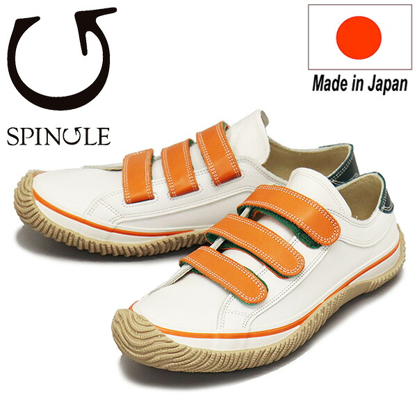 正規取扱店 SPINGLE (スピングル) SP-1072 カンガルーレザー 3本ベルトタイプ スニーカー 日本製 76 White/Orange SP057