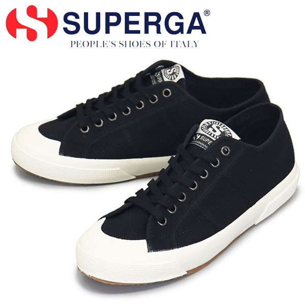 sale セール 正規取扱店 SUPERGA (スペルガ) 2390-MILITARY 7 EYELETS キャンバス スニーカー AHU BLACK-WHITE AVORIO SPG044