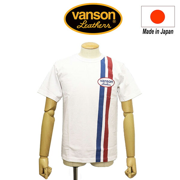 正規取扱店 VANSON (バンソン) 885V088 CUSTOMS PT. S/S TEE カスタム ショートスリーブ Tシャツ 半袖 両面プリント 日本製 WHITE
